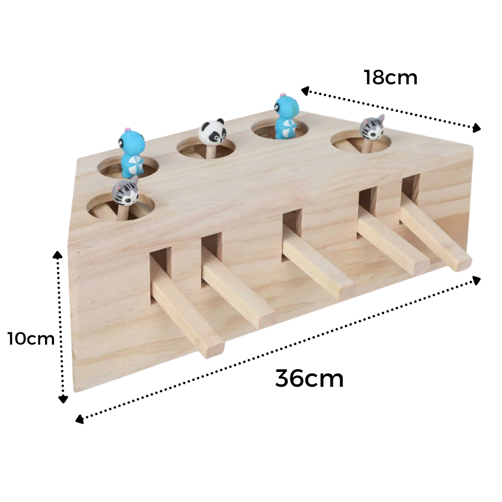 5 Hole Wooden Interactive Cat Toy