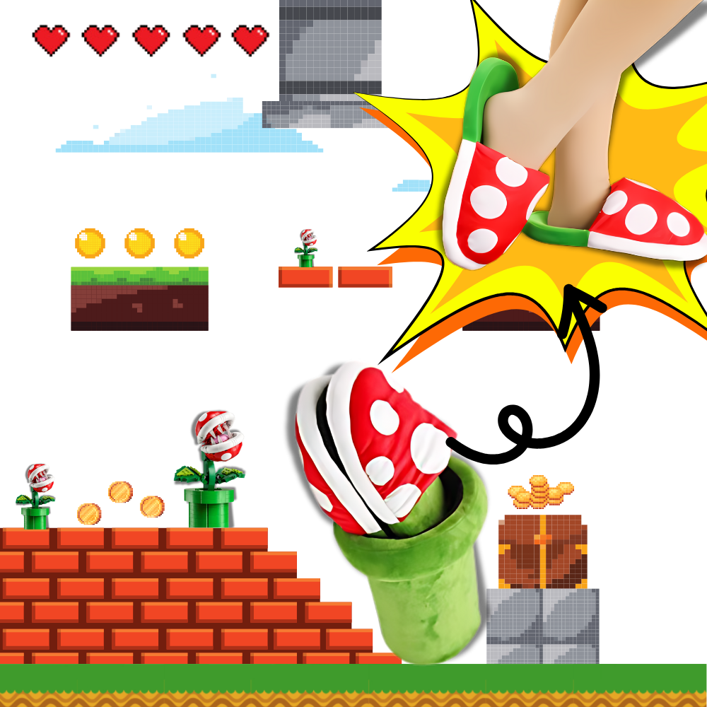 Soft Plush Mario Piranha Plant Slippers - Ozerty